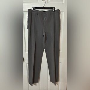 Savane Men's Dress Pants 34x32 Gray Flat Front Classic Tailored Straight Leg NWT
